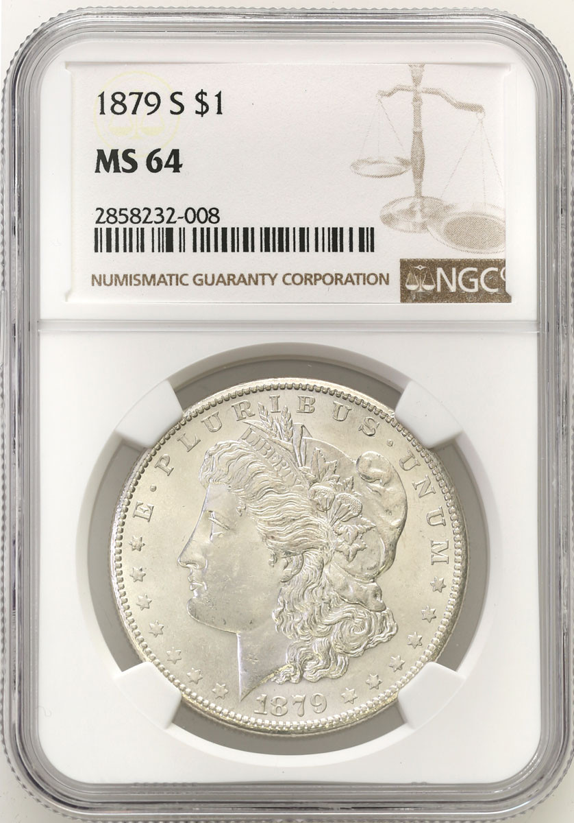 USA. Dolar 1879 S, San Francisco NGC MS64 - PIĘKNE